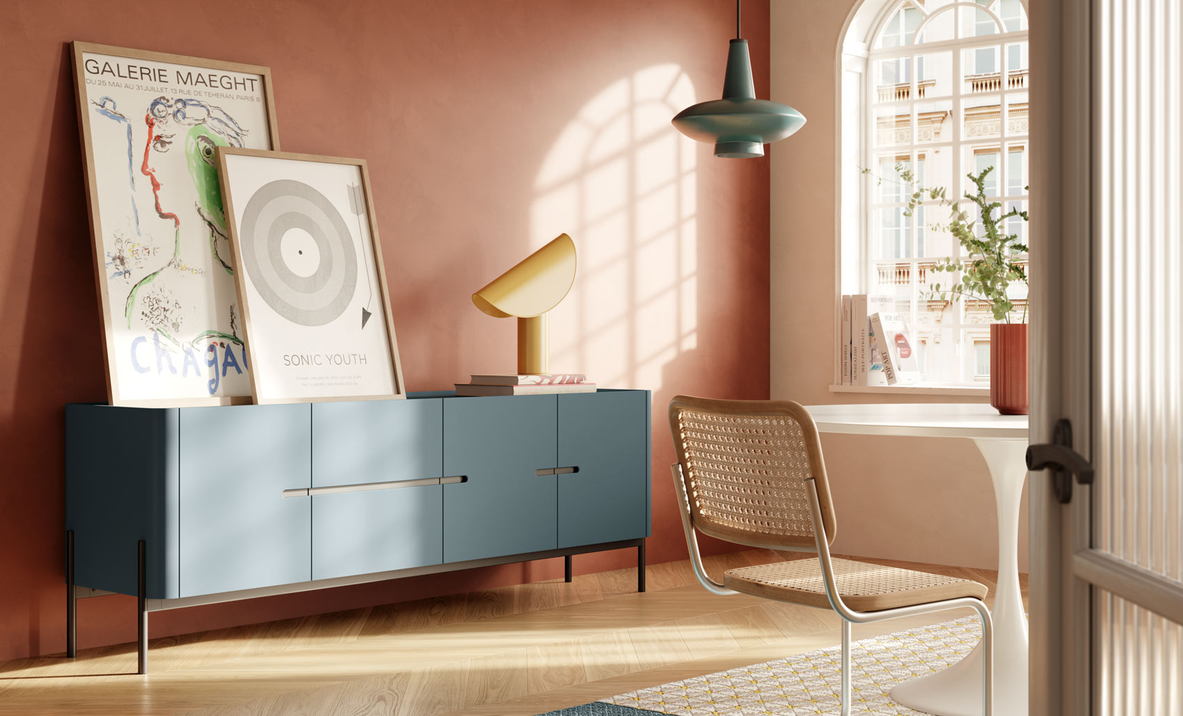 Immagine con madia Curvy 200 laccata Oceano Pensarecasa Alcamo
